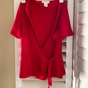 Red tie blouse
